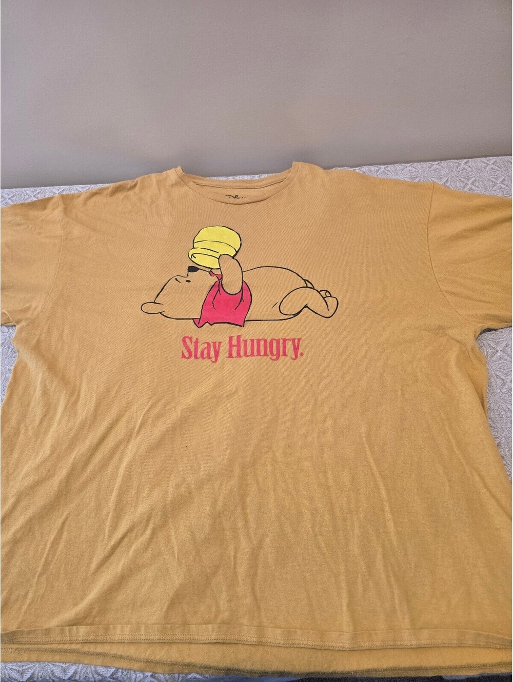 Disney Winnie the Pooh Stay Hungry Graphic T-Shirt 3XL Yellow